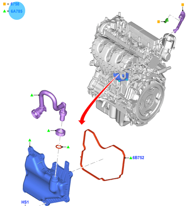 2030056  Oil and water separator  EJ7E6A785AB EJ7Z6A785B
